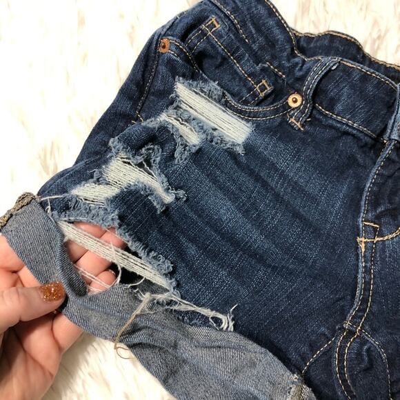 AERO • Blue Jean Distressed Mini Denim Shorts • Sz 0 - Picture 5 of 8